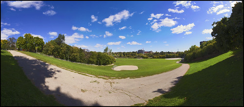Panorama of Cabbagetown Riverdale Park West, Don River Valley, Toronto