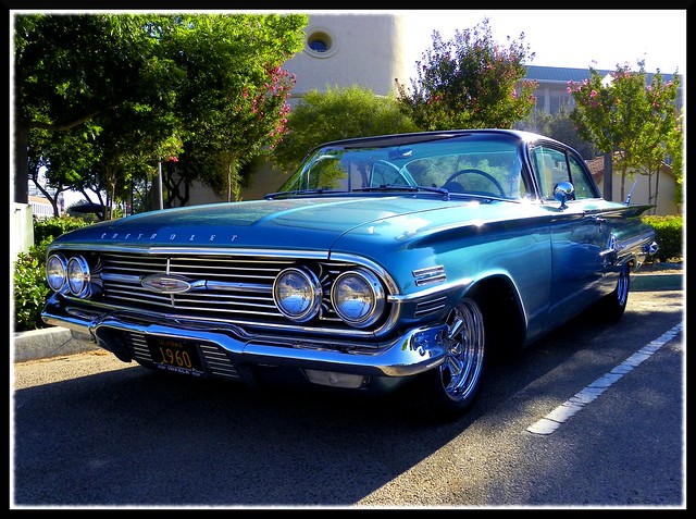A beautiful blue 1960 Chevy Impala at the 2010 Downtown Fresno BBQ and Car 