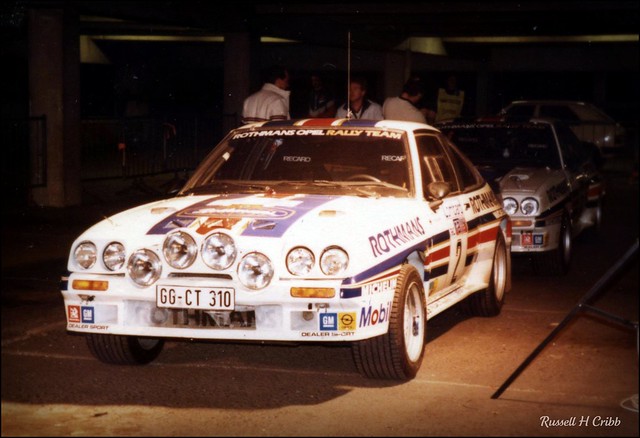 Opel Manta under the spotlight 1983 Lombard RAC Rally at Bath
