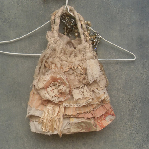 Tattered Lace Ruffles Purse Upcycled Vintage Textiles Boho Grunge 