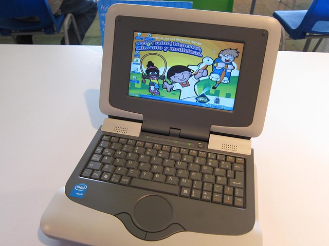 Mini-laptops are available for the children to use in the library.