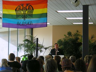 Scott McAdams, Democratic candidate for U.S. Senate, at the Alaska Pride Conference 2010. Photo by Melissa S. Green