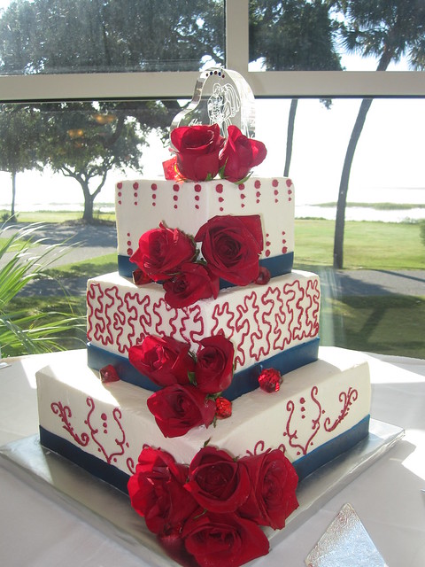 Marine Corps wedding cake red white and blue
