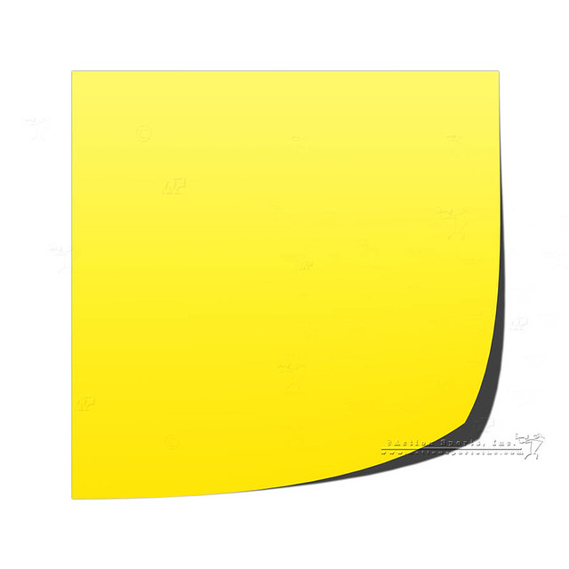 A blank yellow post it note on a white background