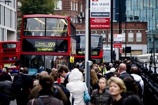 October 4th Tube Strike -- Crowded Bus Stand