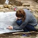 Art Student Lerryn Whitfield rubbing 19th-c church wall, see http://www.youtube.com/user/SE5club for more of her work