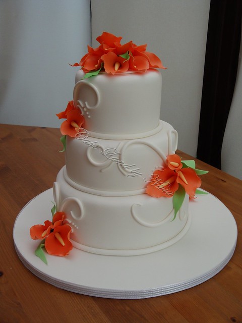Orange arum lily wedding cake This is my first official wedding cake