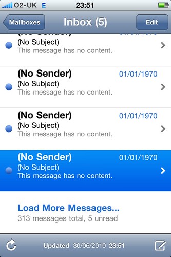 iPhone 4 Phantom Emails from 01/01/1970 - Apple Un-Resolved Faults