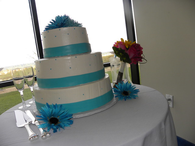 Wedding Cakes Teal White Bride wanted a simple cake with bands and 