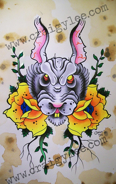 rabbit tattoo design wwwcraigyleecom copyright craigy lee
