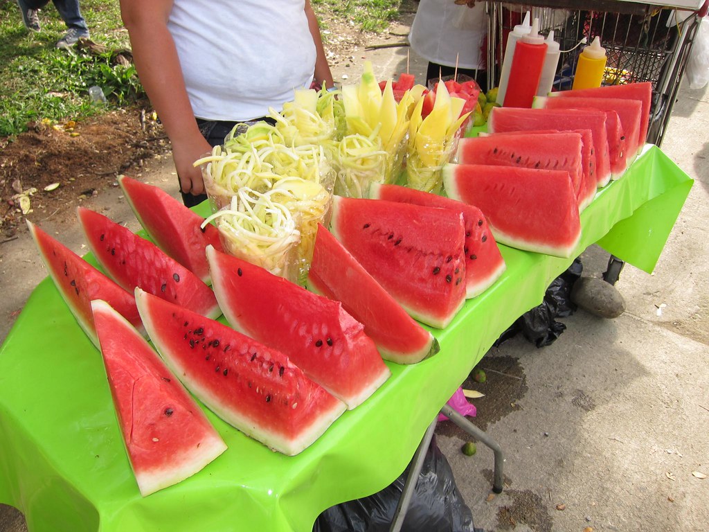 Fresh fruits such as watermelon and mango offer a refreshing break from the greasier, saltier hot foods.