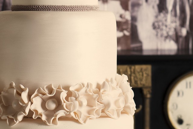 Vintageinspired three tier wedding cake