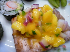 Mango Salsa and marinaded salmon