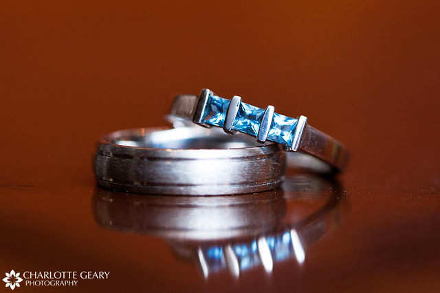 Blue wedding rings From a wedding at the Magnolia Hotel in downtown Denver