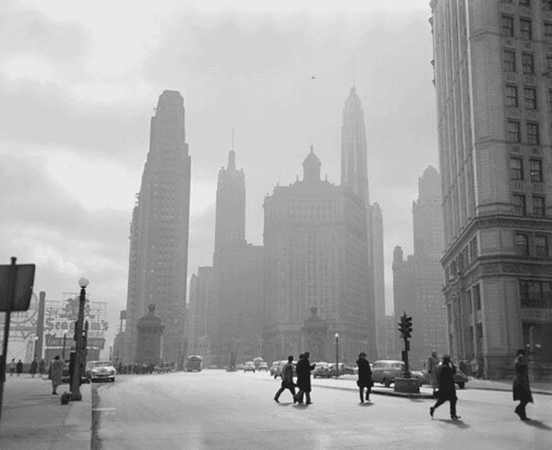 Photograph of Michigan Avenue in Chicago, Illinois, ca. 1951