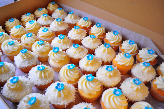 Turquoise and white wedding cupcakes Triple coconut cupcakes which were 