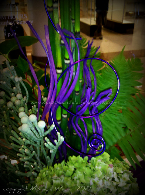 Wedding tall centerpiece purple art nouveau hydrangea