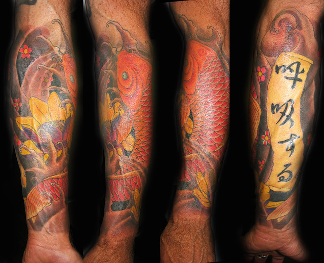 Koi fish sleeve tattoo Jared Preslar Lucky Bamboo tattoo