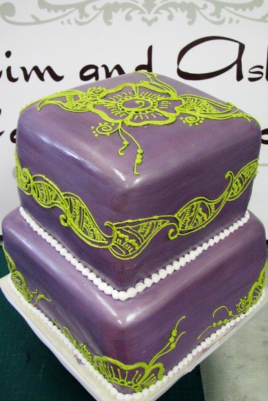 Purple and Green Wedding Cake wwwkimandashleecom