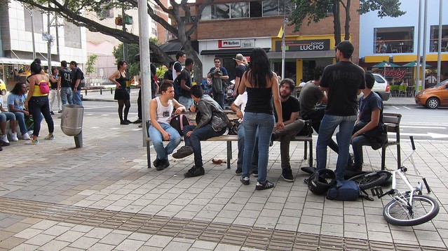 Medellin punks hanging out near Libido.