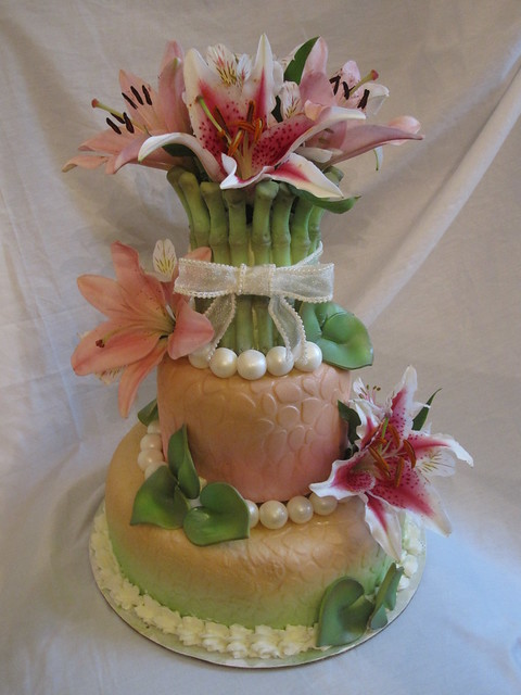 Elegant hawaiin theme wedding shower cake
