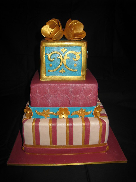 Indian Bollywood with Gold Themed Wedding Cake Front