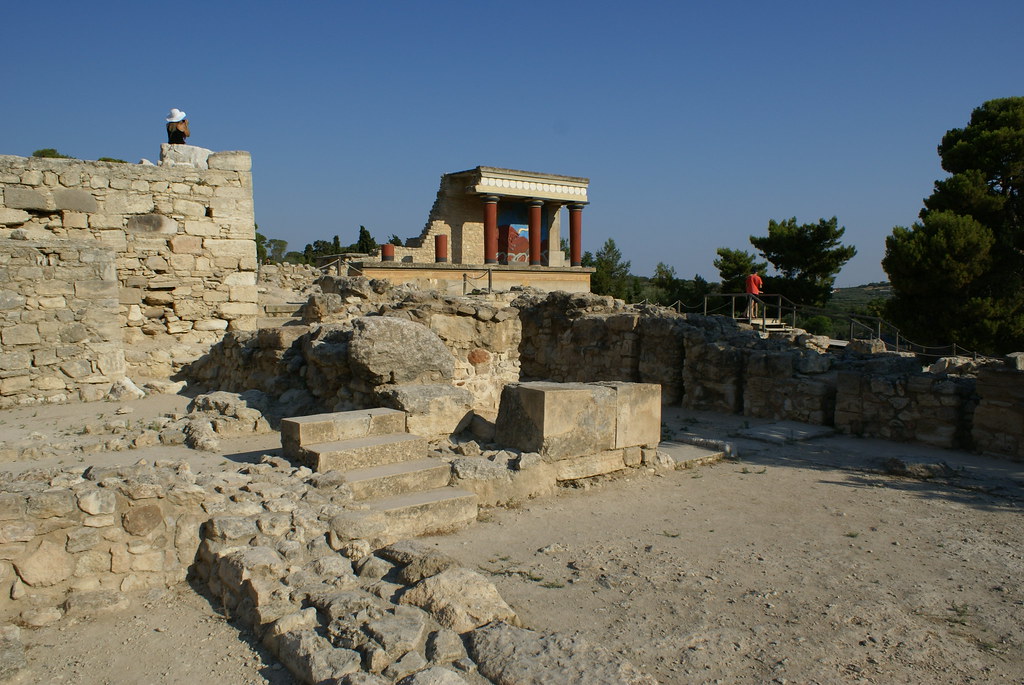 The north entrance at the ruins of the Minoan Knossos Palace