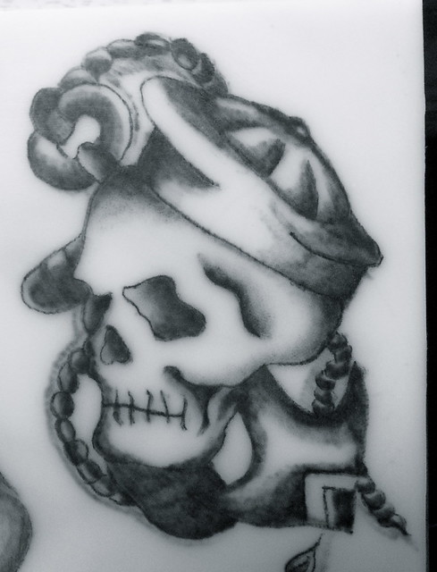Old School Skull Tattoo Tattooed on Practice Skin 4 Weeks into tattooing