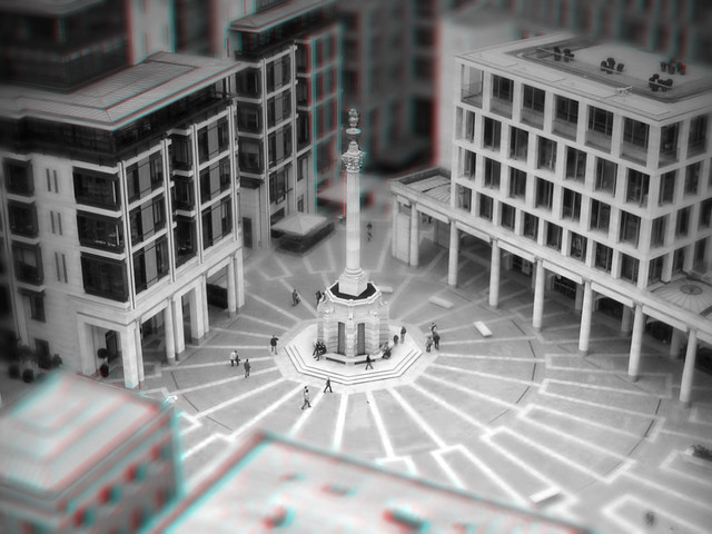 3D anaglyph Tiltshift miniature fake of London Library
