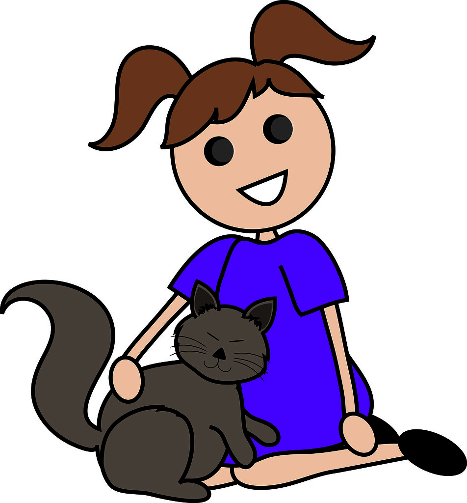 clipart girl with cat - photo #15
