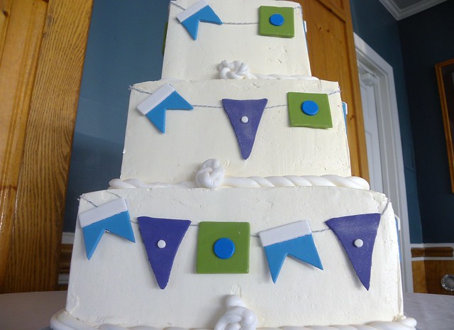 Nautical Wedding Cake with Modern Naval Flags