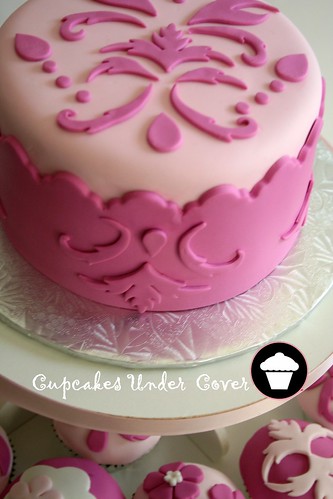 Damask Cake Cupcakes bridal shower invitations