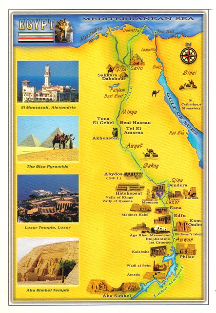 Egypt map postcard