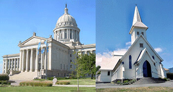 Image of state capitol and church