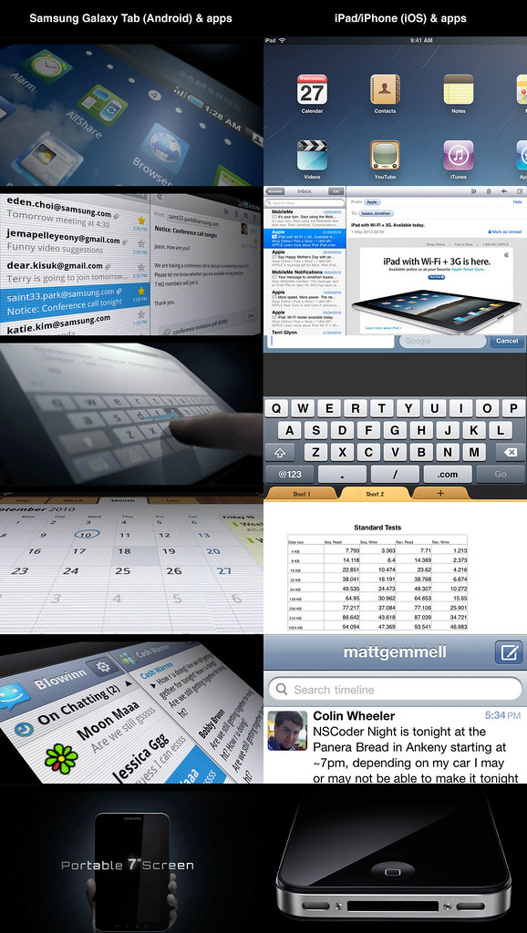 Samsung Galaxy Tab comparison with iOS