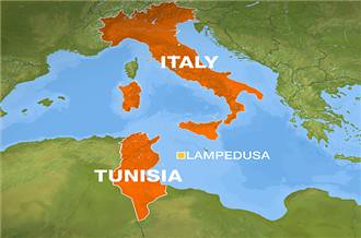 Map showing Italy and Tunisia where many people from that North African state have fled the country to southern Europe in the aftermath of the uprising on Dec. 17, 2010. Ben Ali has resigned but the RCD largely remains in power. by Pan-African News Wire File Photos