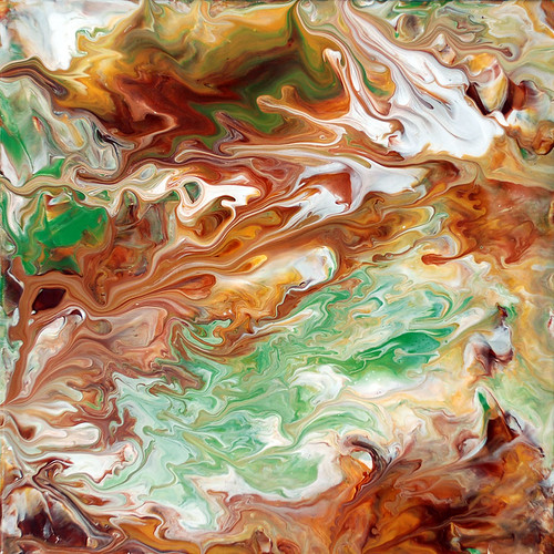 Abstract Fluid Painting Brown & Green
