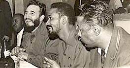 Cuban Prime Minister Fidel Castro and Comandante Juan Almeida during their visit to the United Nations General Assembly in 1960. They wound up staying at the Hotel Theresa in Harlem and were welcomed warmly by the African-American masses. by Pan-African News Wire File Photos