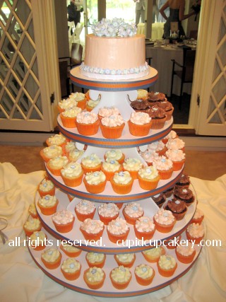Blue and Orange Wedding Cupcakes by Cupid Cupcakery blue orange wedding cake
