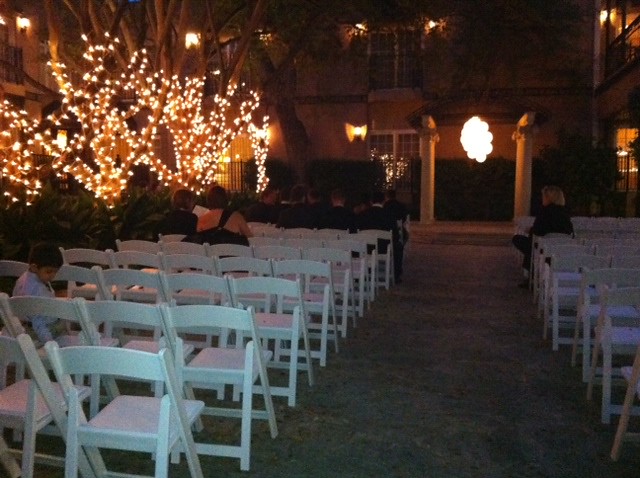 A beautiful night for an outside fall wedding