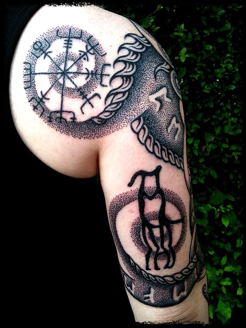 My new Viking dot style dragon tattoo by Colin Dale 2