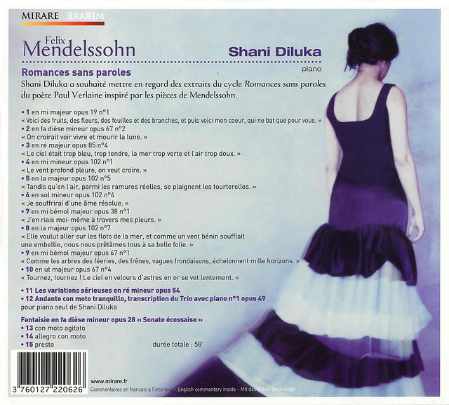 Shani Diluka Mendelssohn Romances Sans Paroles back