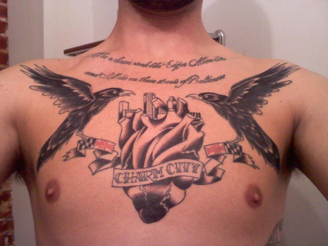 Baltimore Chest Tattoo 2 2nd Session shading All that's left is color