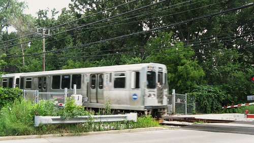 Southbound CTA purple line train crossing Isabella Street. Wilmette Illinois. July 2010. by Eddie from Chicago