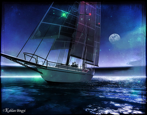Sailing at night by Kahlan Bingyi