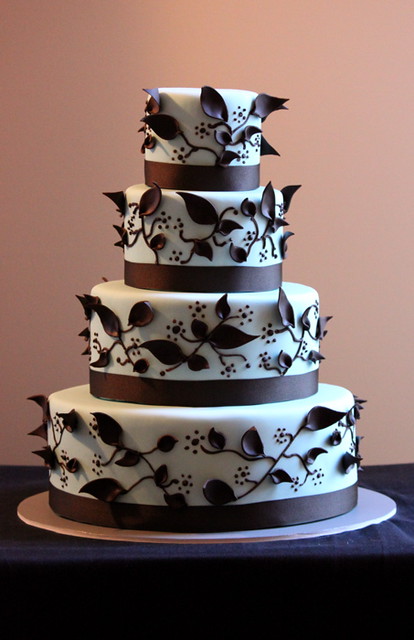 Tiffany Blue Brown Wedding Cake