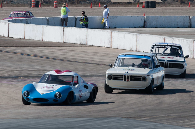 Ginetta G12 leads a pair of Beemer 2002s Coronado Speed Festival vintage 