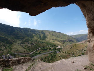 Aussicht aus einer Höhle in Wardzia