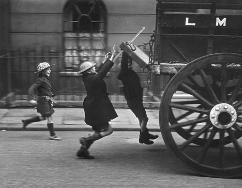 Young boys hitch a ride, London, 1941, Picture Post.