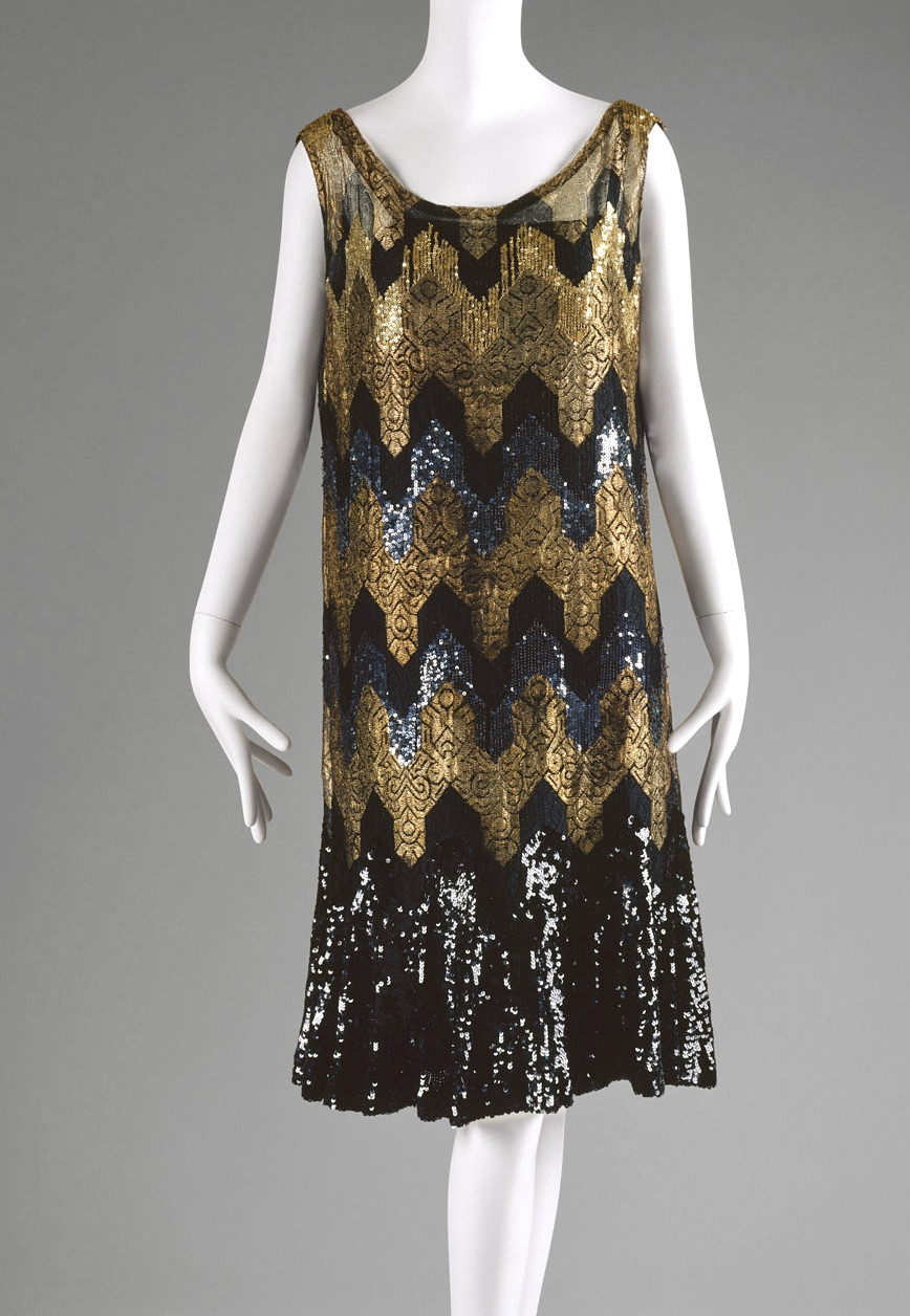 1920s Chanel Evening dress. Silk, metallic thread, sequins. metmuseum